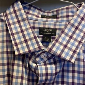 J. Crew Men's Purple and White Checkered Shirt